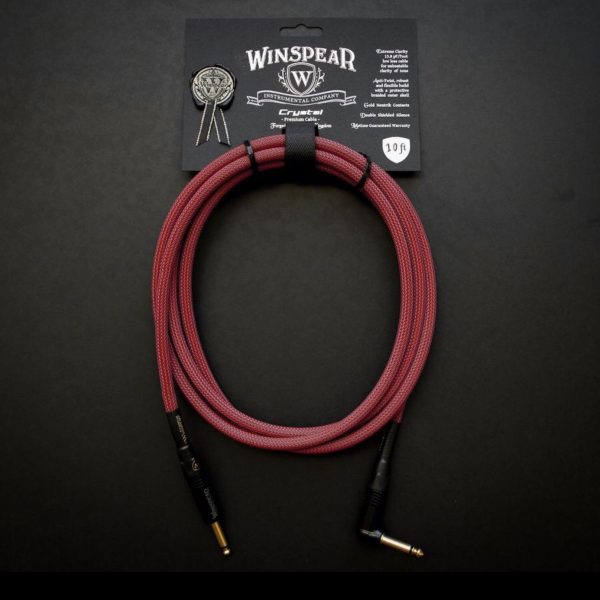 Winspear-Instrumental-Co-Crystal-Premium-Guitar-Cable-10-Blood-Red-RA-ST